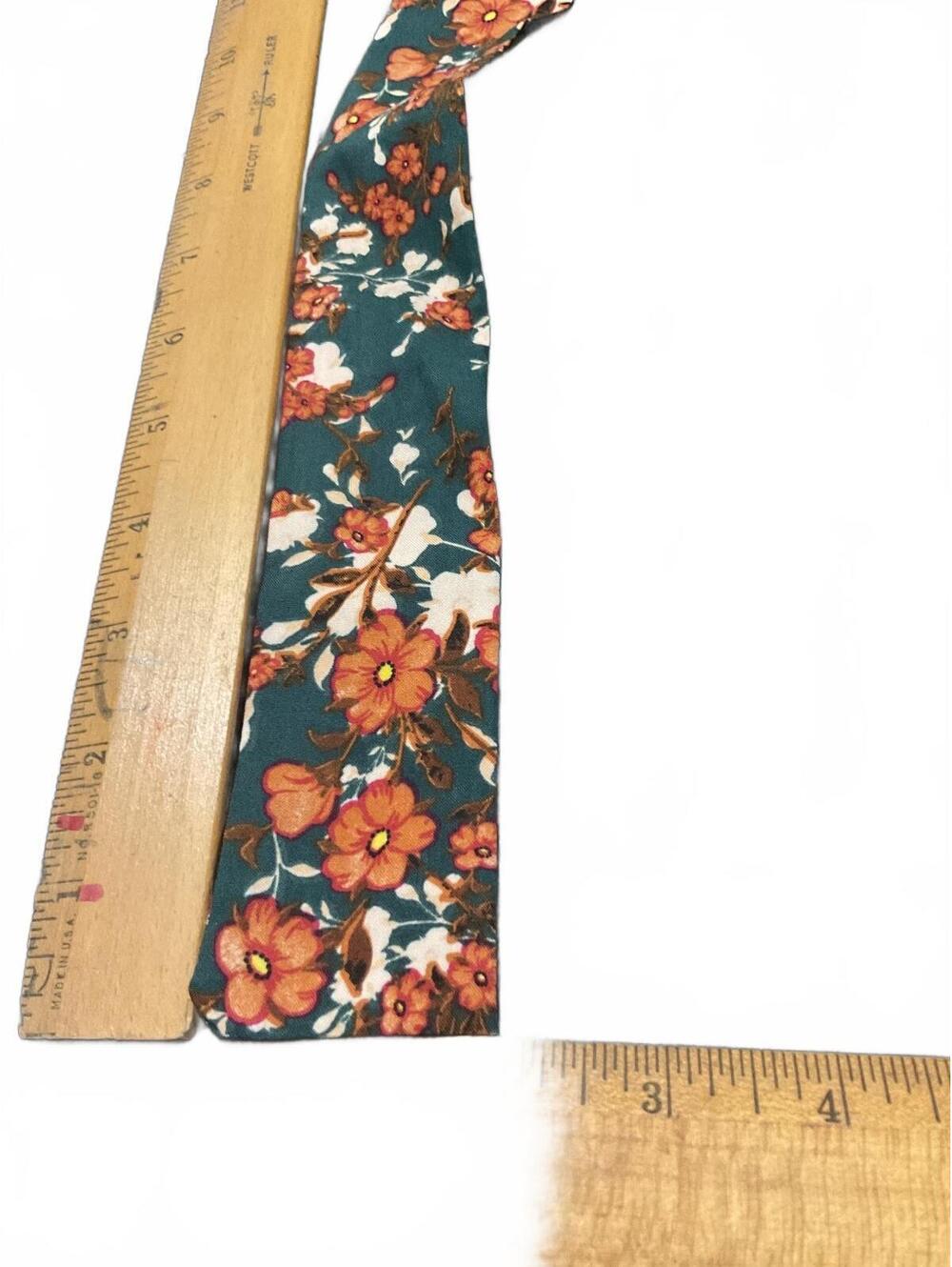 Vintage Floral Print Headband Scarf in Green and Orange